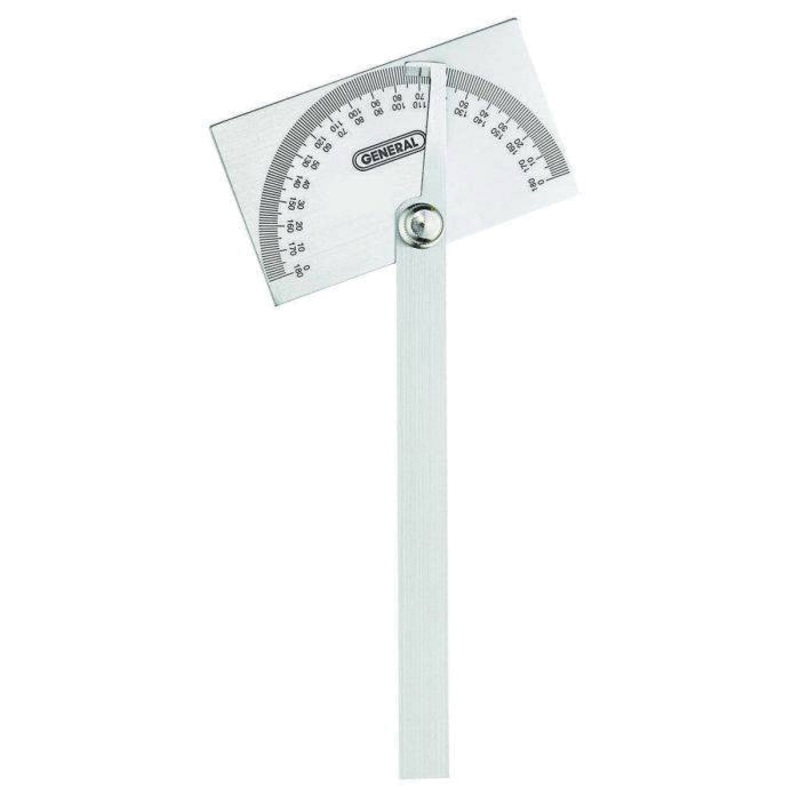 General ANGLE-IZER 17 Angle Protractor, 0 to 180 deg Measuring Range, Stainless Steel, Chrome-Plated
