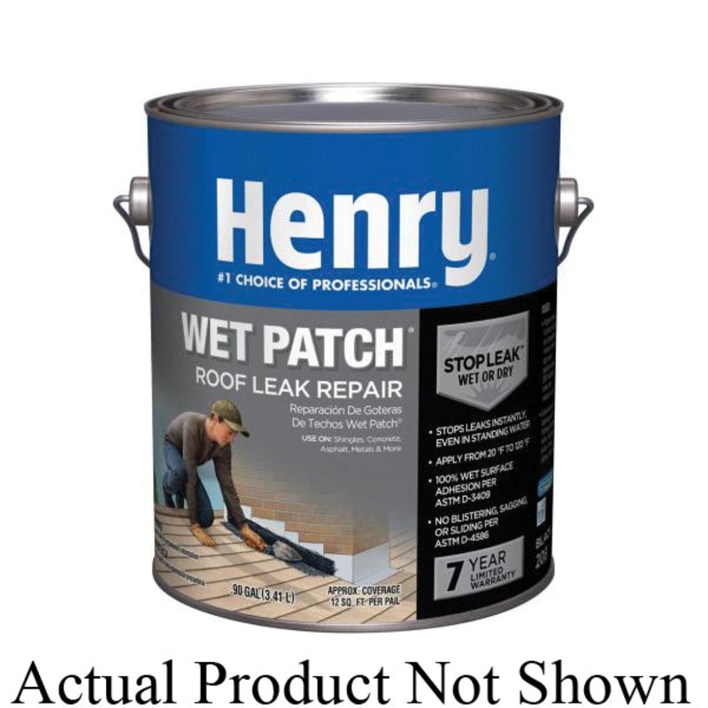 Henry Wet Patch HE208030 Roof Leak Repair, Paste, Black, Asphalt Base, 12 sq-ft/gal Coverage, 1 qt