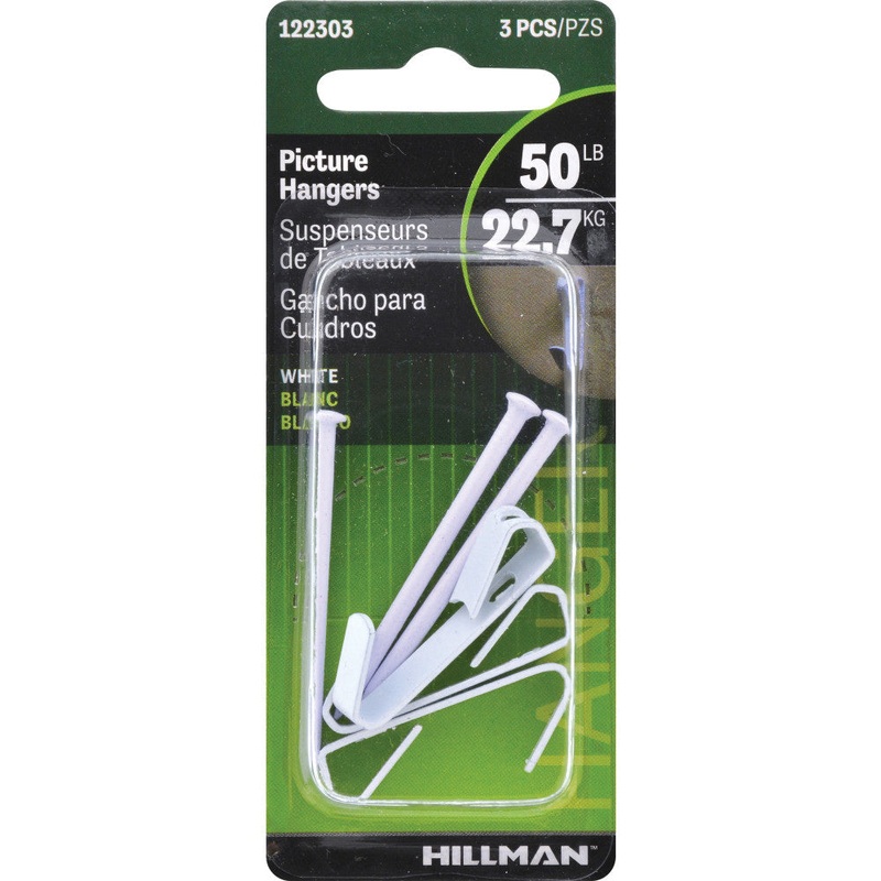 HILLMAN 122303 Conventional Picture Hanger, Steel, Nail-In Mounting, 50 lb Weight