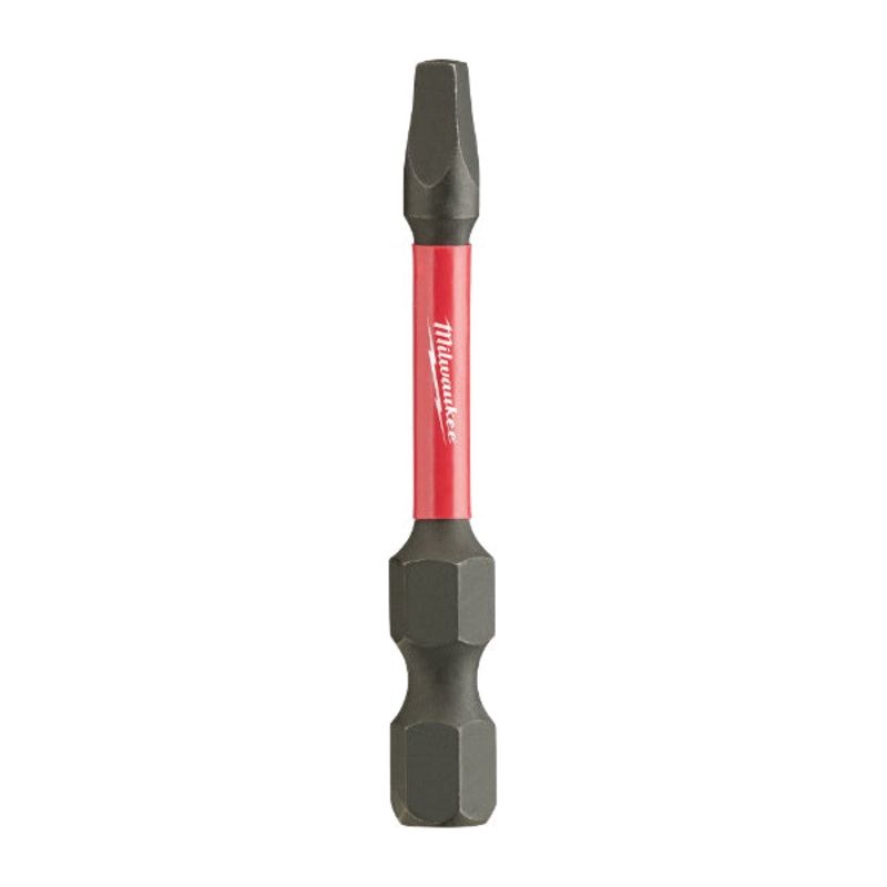 Milwaukee SHOCKWAVE 48-32-4606 Power Bit, Square Recessed Point, #2 Point, 2 in OAL, 1/4 in Shank, Single End, Steel