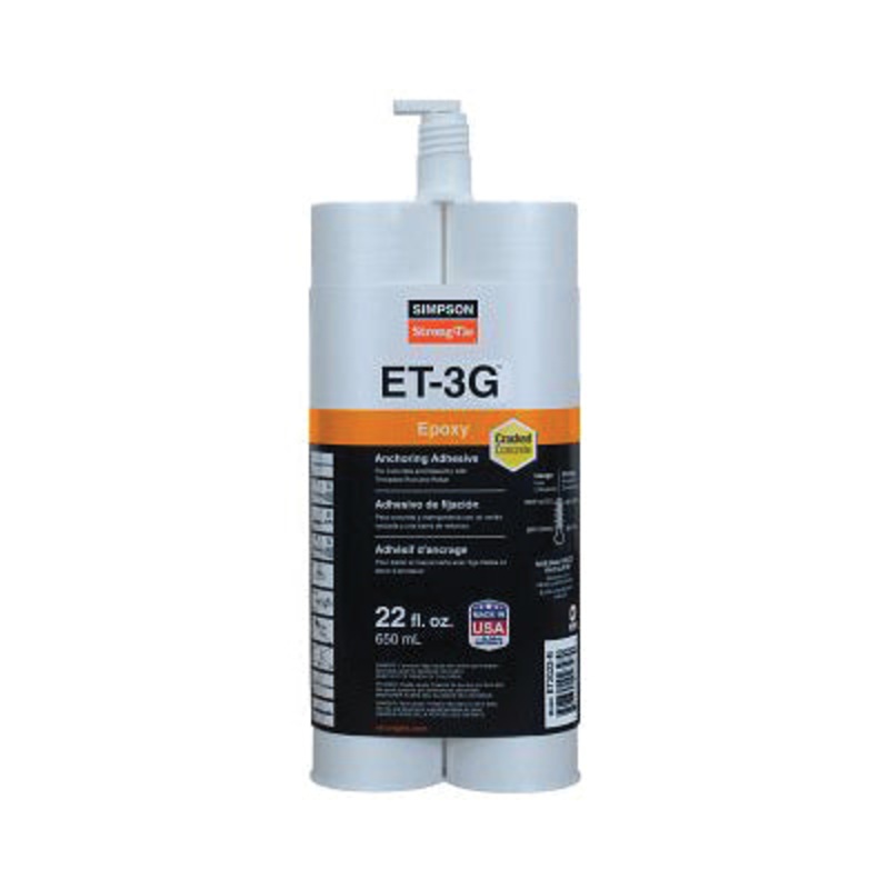 Simpson Strong-Tie ET-3G ET3G22-N Epoxy Adhesive, Side-By-Side Cartridge, 22 oz, Paste, Dark Teal/White, Ammonia/Sweet